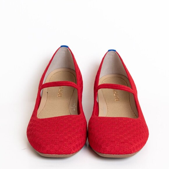 Rothys The Max Square Mary Jane Ballet Flats Red Crisp Basketweave - Picture 5 of 16